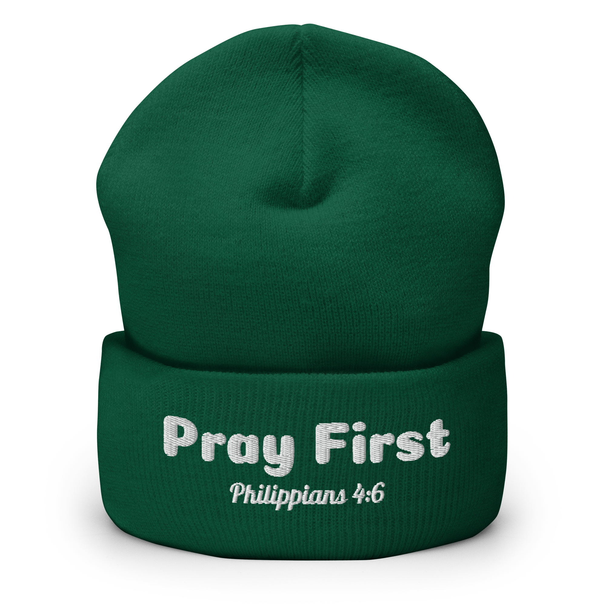 Pray First Cuffed Beanie
